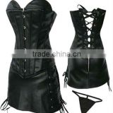 3PCS Black Red Leather Corset For Women