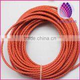 orange color 3.0mm braided real leather cord for bracelet