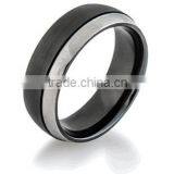 Men's Wedding Band in Black Zirconium Black Titanium Ring With Simulated Stones thumbnail-2