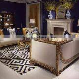 Exquisite Solid Wood Floral Hand Carving Luxury Fabric Sofa Set thumbnail-1