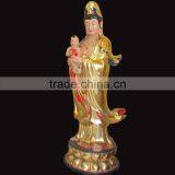 Brass Standing Kwan-yin With A Child Statue thumbnail-1