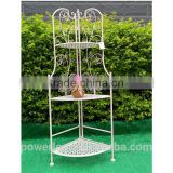 Nicely Vintage Wrought Iron Foldable 3Tier Corner Shelf For Home Decoration Indoor and Outdoor
