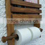 Rustic Wooden Wall Double Toilet Roll Holder and Book Magazine Rack - Hand Made thumbnail-3