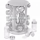 12 Jars Glass Condiment Kitchen Set Stainless Steel Revolving Spice Rack Set thumbnail-4