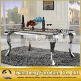 6 Seaters Dining Table With Marble Top Stainless Steel Frame thumbnail-2