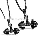 Gold/Black/Silver Color Fashion Barbell Necklace Sportsman Jewelry Stainless Steel Men Dumbbell Pendants Necklaces Jewelry