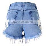 Bohemia Style Women High Waist Ripped Jeans Lace Shorts thumbnail-2