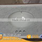 Modern Carrara White Bathroom Vanity With Oval Sink