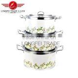Hot Selling 3pcs Drum-shaped Stainless Steel Soup Pot Kitchen Cookware With Decal thumbnail-2