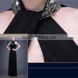 New Summer Formal Evening Elegant Sexy Long Slim Women Black Halter Dress thumbnail-3