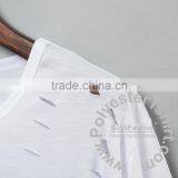 Plain Hip Hop Cut Holes Long T-shirt With Short Sleeves Personalized Rap Music T Shirt Blank Top Tee Sublimation Print Available thumbnail-2