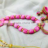 New Stylish Silk Thread Neck Piece With Matching Earrings Collection. thumbnail-2
