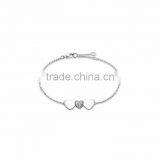 Silver Plated CZ Solitaire Triple Heart Bracelet thumbnail-1