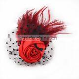 Beautiful Rose With Feather Cloth Flower Hair Clip/brooch,various Colored Rose Brooches,girls Hair Jewelry Accessory thumbnail-4