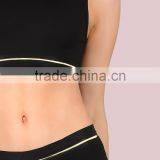 Metallic Trim Back Cut Hole Crop Tank & Body Shorts Set Black 100 Cotton Scoop Neck Sportswear Crop Tops With Pants Custom thumbnail-4