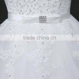 Women Sexy Strapless See-through Hollow Back Beaded Lace Appliqued Wedding Dress Back Straps Crossover thumbnail-5