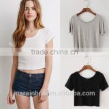 White /Black /Grey Womens Short Sleeve Crop T Shirt Soft 100% Cotton Plain Crop Top Wholesale