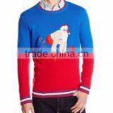 Men Red Blue Color Block Sweater Weightlifting Santa Claus Pattern Ugly Christmas Sweater Knitting Pattern s thumbnail-1