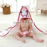 Trade Assurance Screen Printing Combed Cotton Soft Hooded Baby Swaddle Blanket thumbnail-2