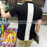 2016 Fashion Custom 100 Cotton Two Color Polo Shirt With Double Pocket thumbnail-2