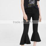 New in Fashionable Black Cropped Bell-bottom Pants for Women thumbnail-5
