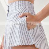 Two Piece Tie Shoulder Casual Women Linen Tank Top and Shorts Clothing Set thumbnail-5