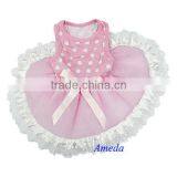 NEW Light Pink Polka Dots White Lace Tutu Pets Dogs Clothes Party Dress XS-L thumbnail-1