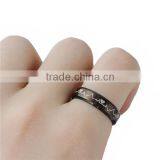 Titanium Steel Unadjustable Rings Black Heartbeat/ Electrocardiogram thumbnail-3