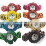 Wholesale Bracelet Coconut Shell Watch Wooden Stretch Elasticity Watches Fashion Popular Women Men Watches Wholesale thumbnail-1