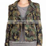Women's Casual Motorcycle Jacket Blazer Camo Pattern Garment for Spring thumbnail-1