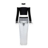 Amigo 2017 Sexy Fashion Two Pieces Skirt Suits Lace and Bandage Women Dress thumbnail-6