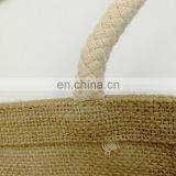 Cotton Handle Grocery Tote Waterproof Jute Bag With Zipper thumbnail-5