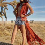 Вязаные длинные пляжные купальники-кафтан, туники для выхода из воды на пляже, халаты для пляжа с пучками, купальники для женщин с вышивкой, купальники-крышки thumbnail-2