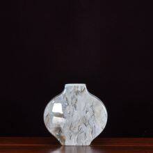 Marble Applique Countryside Style Flat Grey Gold Ceramic Vase For Coffee Shop Decor thumbnail-1