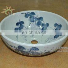 Oriental Hand Painted Colored Bathroom Vanity Sink for Hotel