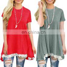Factory Outlet 2021 Christmas Plus Size Women's Top Stitching New European and American Lace Long Sleeve Fat MM Casual Wear thumbnail-3