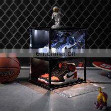 Nike Acrylic Clear Shoe Box Led Side Open Clear Magnetic Acrylic Transparent Acrylic Shoe Box With Led Lights Stackable Lid thumbnail-5