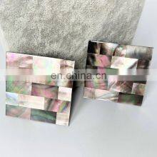 Natural Mother of Pearl Black Mosaic Decorative Coaster Custom Design Drink Cup Coaster Set For Table Decor Wholesale thumbnail-3