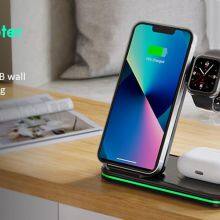 Charger Station for Apple Multiple Devices, 3 in 1 Fast Wireless Charger Stand Dock Foldable for IPhone 14 13 12 11 Pro X XS 8 Plus Apple Watch Series 8 7 6 SE 5 4 3 2 & AirPods 3/2/Pro With Adapter thumbnail-2