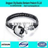 Stainless Steel Handmade Braided Rope Knot Leather Bracelet