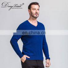 High Quality 100% Merino Wool V-Neck Knitted Sweater for Men Basic Style Plus Size Solid Pattern thumbnail-3