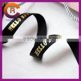 Black thread custom logo and size gold foil printed ribbons