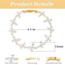 Fashion White Leaf Bracelets Bangles for Women Men Shinny Marquise Cut Cubic Zirconia Bridal Wedding Party Jewelry thumbnail-1