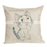 Home Decorative Cat Printing Linen Cheap Cushion Cover thumbnail-2