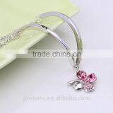 Hot Fashion Silver Lucky Four Clover Chain Bracelets With Natural Crystal Bangle thumbnail-2