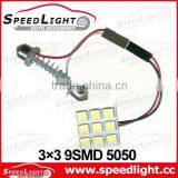 Factory Supply Super Brightness 9SMD 5050 With 3 Socket LED Car Interior Light