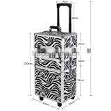 Aluminum 3 in 1 Hairdressing Makeup Vanity Case Beauty Cosmetics Box Trolley thumbnail-3