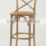 Antique Wooden Armless Bistro Counter Stool/ High Chair thumbnail-1