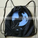 black polyester drawstring shopping bags with horse design for promotion ---design 1                        
                                                Quality Choice