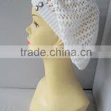 New Arrive Button Decoration Elegant White Crochet Knit Winter Hat thumbnail-2